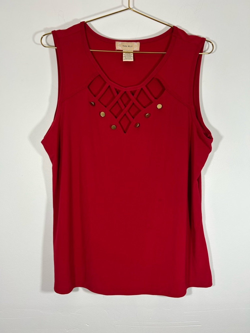 Diana Belle Woman’s  Red Sleeveless Embellished Tank Top